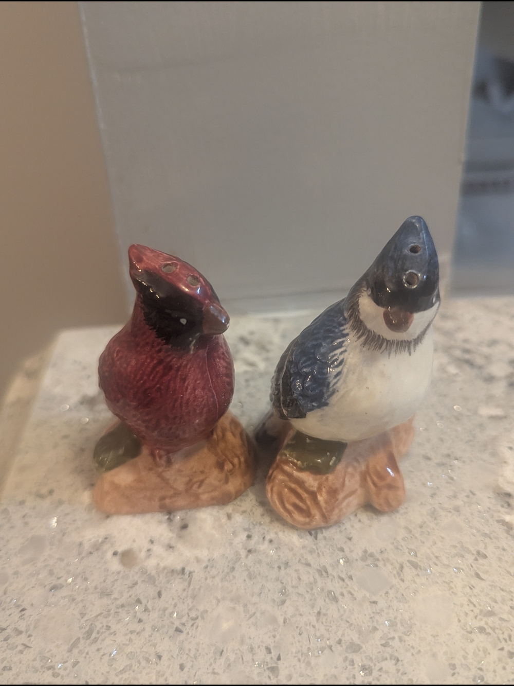 Ceramic Red and Blue Bird Salt and Pepper Shakers